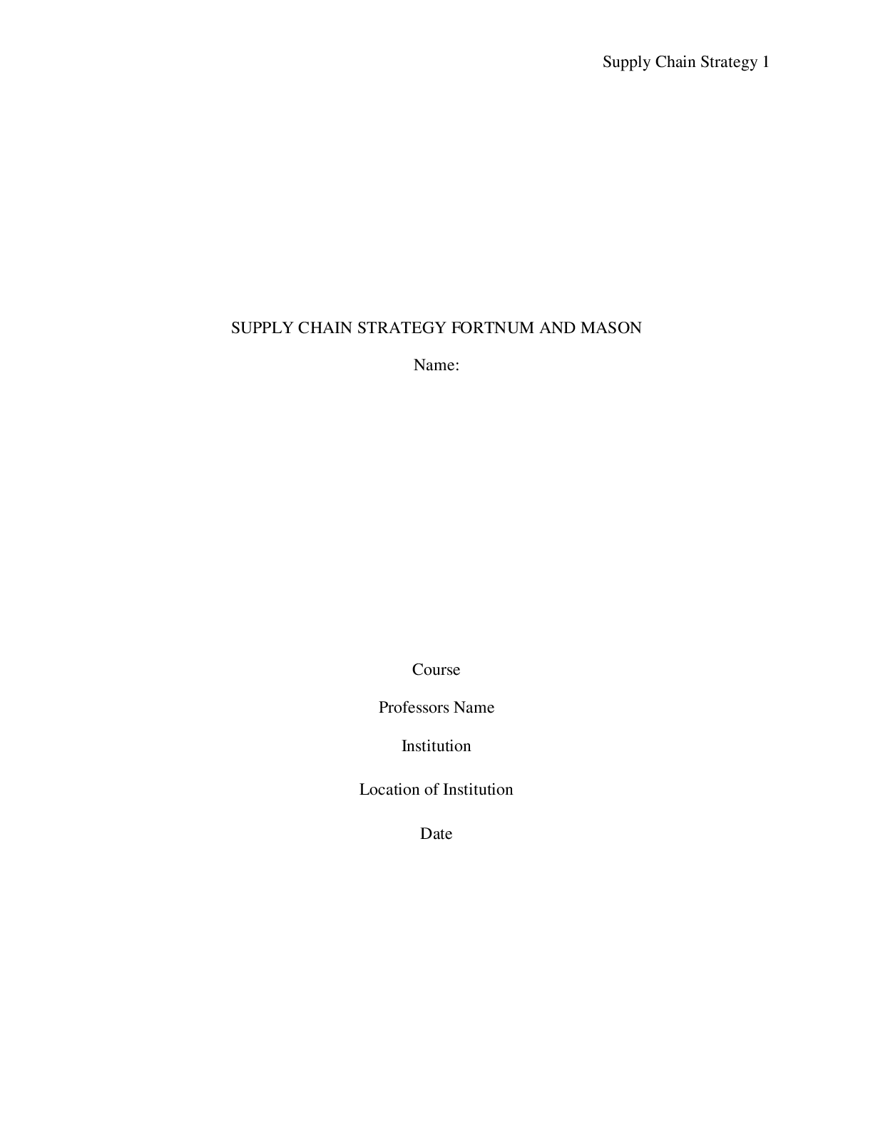 Preview image for SUPPLY CHAIN STRATEGY FORTNUM AND MASON